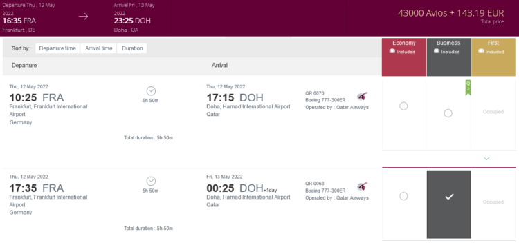 Privilege Club Praemienflug Qatar Airways Business Class Fra Doh