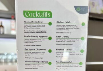 Adinkra Lounge Accra Ghana Cocktail Karte