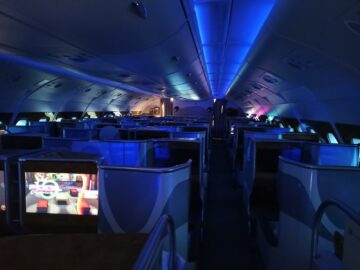 Emirates Business Class A380 Kabine Bei Nacht