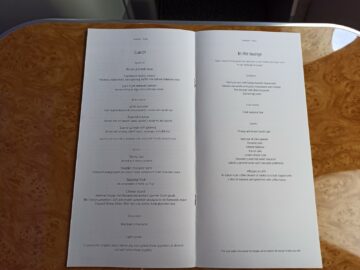 Emirates Business Class A380 Lunch