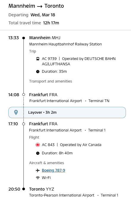 Air Canada Deutsche Bahn Verbindung