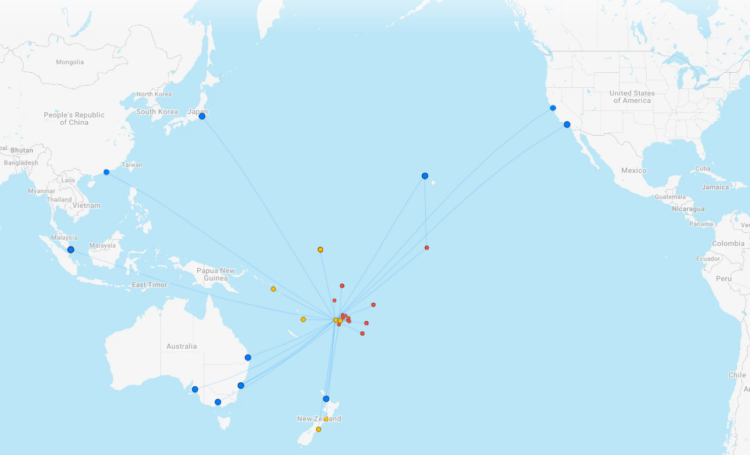 Fiji Airways Streckennetz Flightconnections Juli 2022