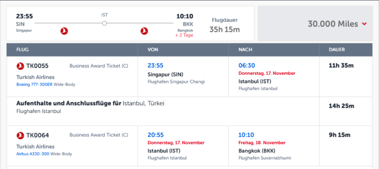 Miles And Smiles Praemienflug Turkish Airlines Business Class Singapur Istanbul Bangkok