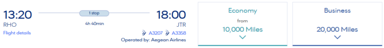 Miles Bonus Praemienflug Aegean Rhodos Athen Santorini