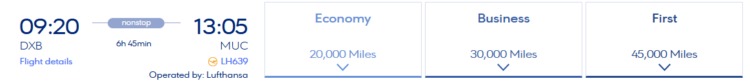 Miles Bonus Praemienflug Lufthansa Dubai Muenchen