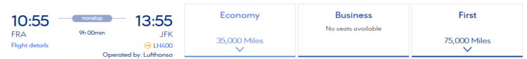 Miles Bonus Praemienflug Lufthansa First Class Frankfurt New York