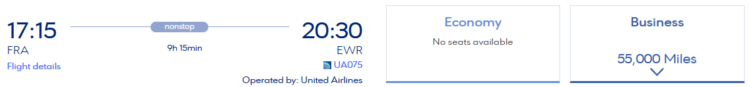 Miles Bonus Praemienflug United Business Class Frankfurt New York