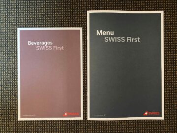 Swiss First Class Airbus A330 Menu