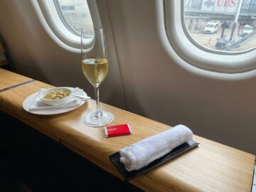 Swiss First Class Airbus A330 Welcome Drink