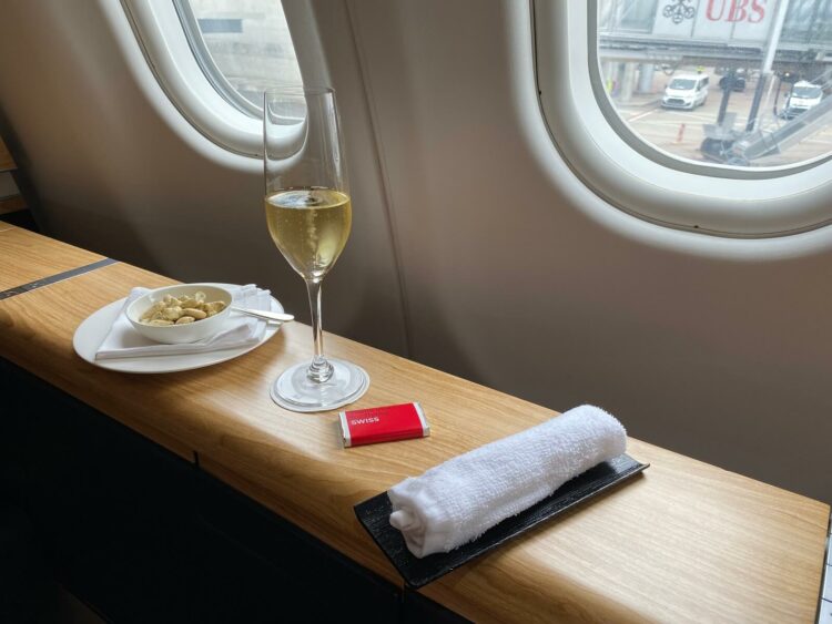 Swiss First Class Airbus A330 Welcome Drink