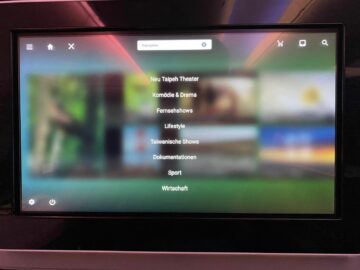 Eva Air Business Class B787 10 Auswahl Unterhaltung