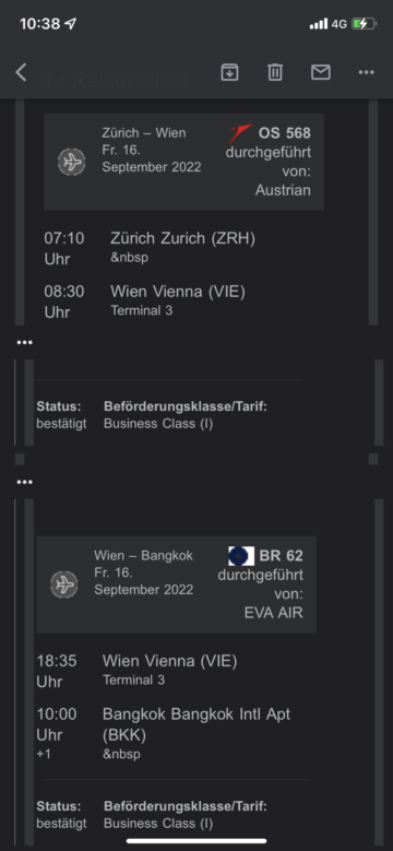 Eva Air Business Class B787 10 Neuer Flug