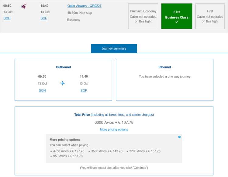 Executive Club Praemienflug Qatar Business Class Doha Sofia