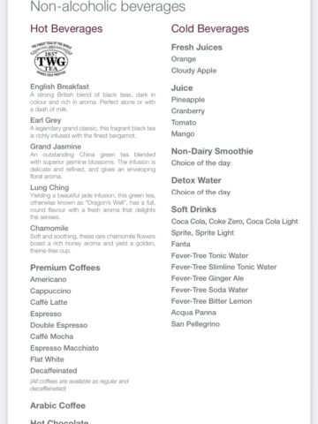 Qatar Airways Premium Lounge Bangkok A La Carte Menu 3