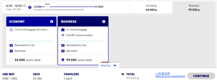 Eurobonus Praemienflug Lufthansa Business Class Hamburg Kopenhagen Tokio