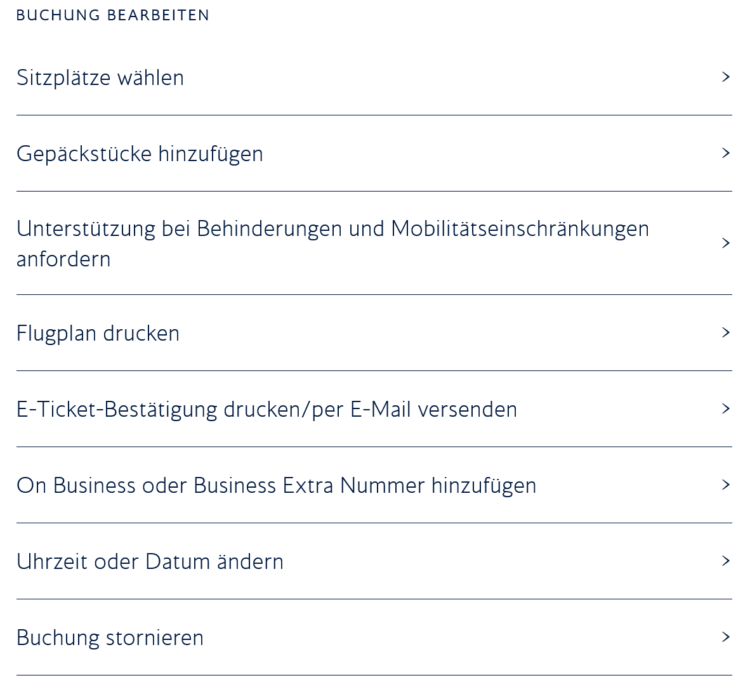 Executive Club Buchung Bearbeiten Stornieren