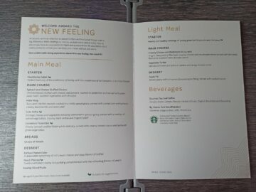 Vistara Business Class Boeing 787 9 Essen Menue