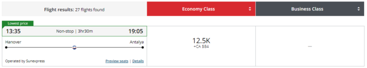 Aeroplan Praemienflug Sunexpress Hannover Antalya
