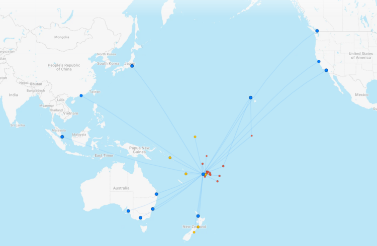 Fiji Airways Streckennetz November 2022 Flightconnections