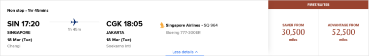 Krisflyer Praemienflug Singapore Airlines First Class Singapur Jakarta