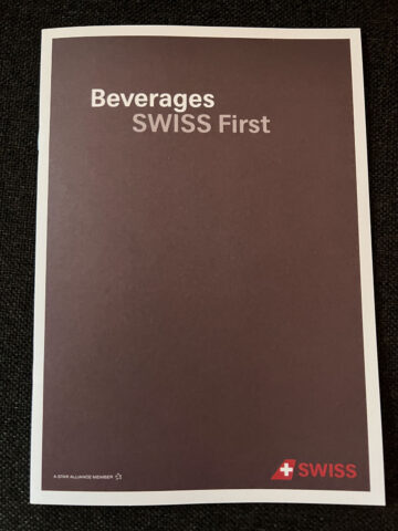 Swiss First Class Getraenke Menu Zuerich Narita 1