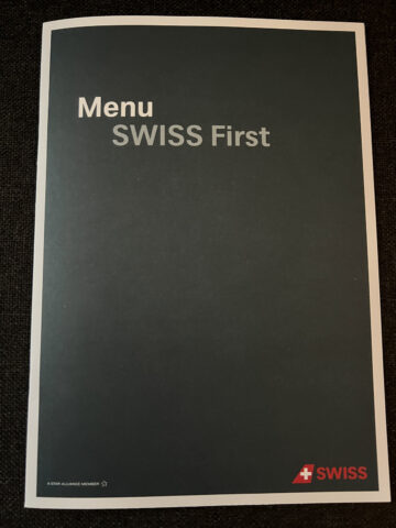Swiss First Class Menu Zuerich Narita 1
