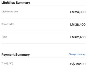Lifemiles Meilenkauf Gold Status Erreichen Beispiel