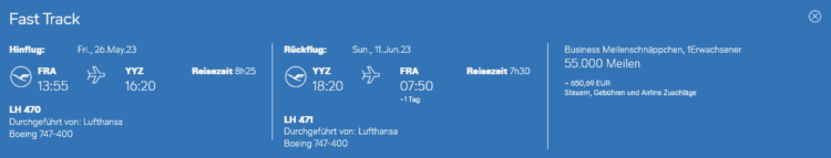 Lufthansa Meilenschnaeppchen Februar 2023 Toronto
