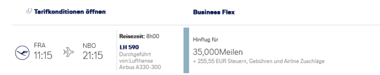 Miles And More Praemienflug Lufthansa Business Class Frankfurt Nairobi