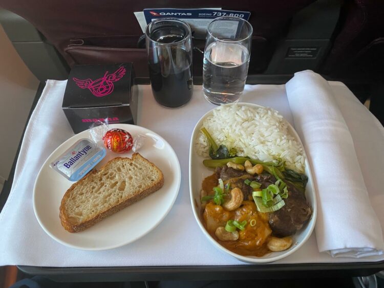 Qantas Business Class Boeing 737 800 Massaman Curry