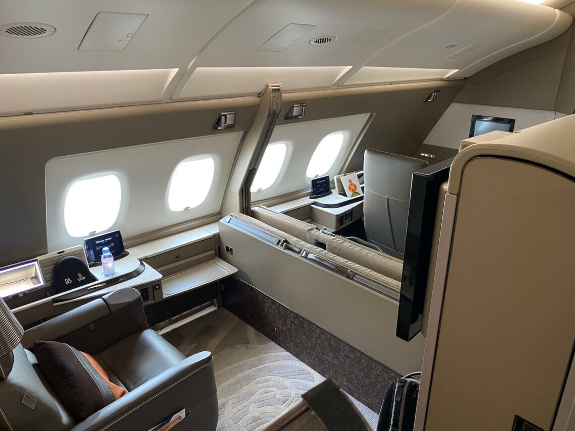 Singapore Airlines First Class Suites Airbus A380 800 Blick In Die Doppelkabine