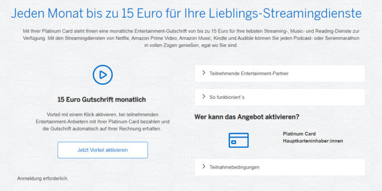 American Express Platinum Oesterreich Entertainment Guthaben