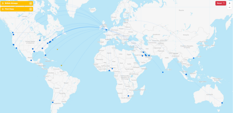 British Airways First Class Routen Flightconnections