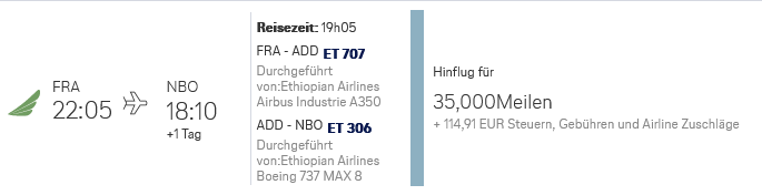Miles And More Praemienflug Ethiopian Airlines Business Class Frankfurt Addis Abeba Nairobi