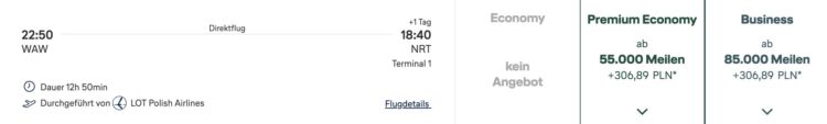 Miles And More Praemienflug Lot Business Class Warschau Tokio Narita August 2025