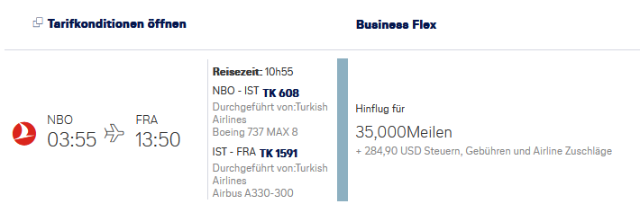 Miles And More Praemienflug Turkish Airlines Business Class Frankfurt Istanbul Nairobi
