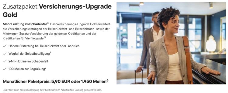 Miles And More Kreditkarte Deutsche Bank Zusatzpaket Versicherungs Upgrade Gold