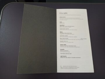 Qatar Airways Business Class Boeing 787 9 Speisekarte Speisen