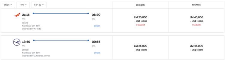 Lifemiles Praemienflug Lufthansa Business Class Fra Del
