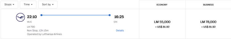 Lifemiles Praemienflug Lufthansa Business Class Muc Sin