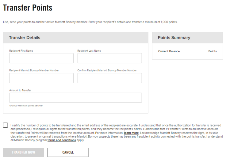 Marriott Bonvoy Punktetransfer Anderes Mitglied