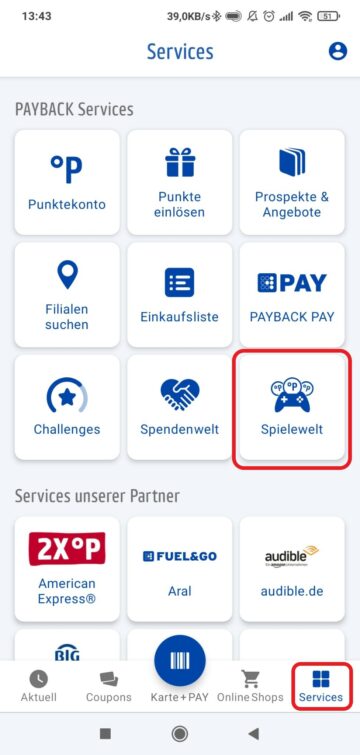 Payback App Services Spielewelt Finden