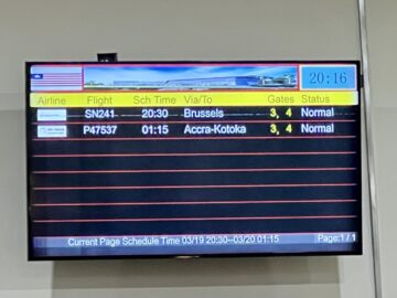 Sanbra Business Priority Lounge Monrovia Fluganzeige