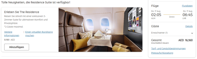 Etihad Airways Upgrade The Residence Abu Dhabi London