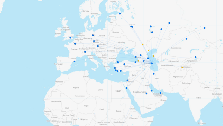 Azerbaijan Airlines Streckennetz August 2023 Flightconnections