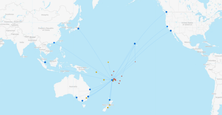Fiji Airways Streckennetz Juli 2024 Flightconnectinos