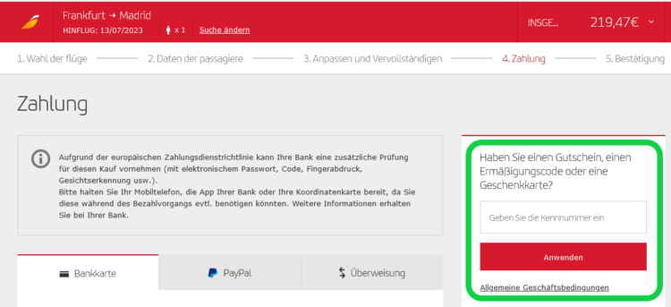 Iberia Geschenkgutschein Einloesen