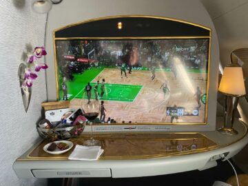 Emirates First Class Airbus A380 Live Sport