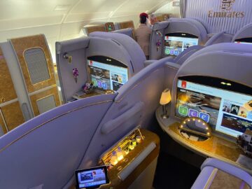Emirates First Class Airbus A380 Sitze Mitte