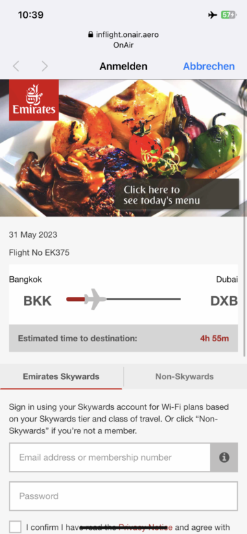Emirates First Class Airbus A380 Wifi3